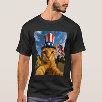 T-shirt Cat Selfie American Flag 4th Of July Patriotic Kit