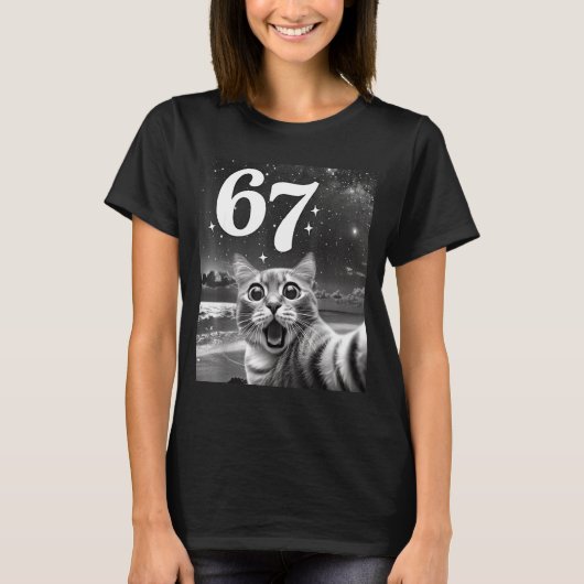 T-shirt Cat Selfie With 67 Meme Funny Cats Graphic For Men (Devant)