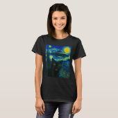T-shirt Cat Selfie With Alien Ufo Night Van Gogh Men Women (Devant entier)