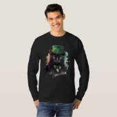 T-shirt Cat Shamrock St Patrick s Day Leprechaun Hat Blac (Devant entier)