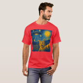T-shirt Cat Sie with UFO Cats Starry Night Van Gogh Men Wo (Devant entier)