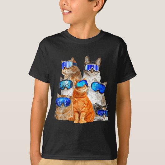 T-shirt Cat skiing funny  (Devant)