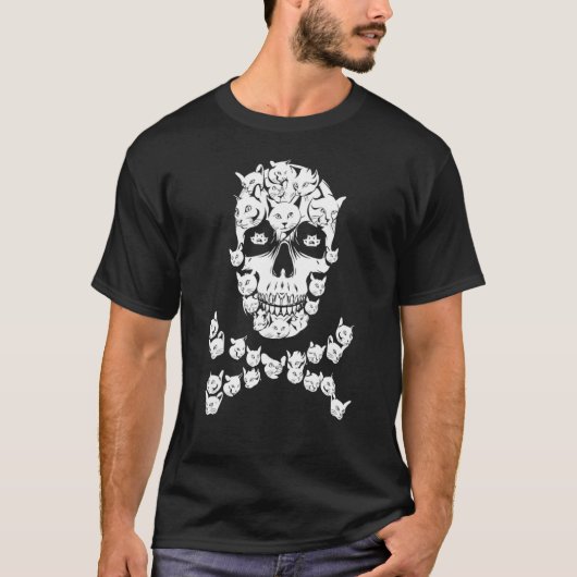 T-shirt Cat Skull Crossbones Halloween Costume Cat Owner M (Devant)