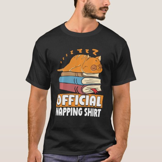 T-shirt Cat Sleeping Napping ver livre lecture Lover B (Devant)