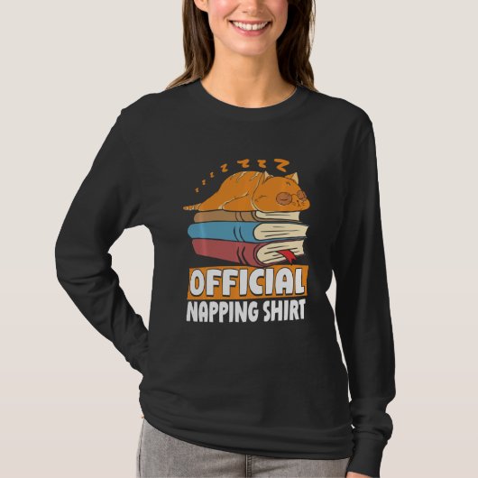 T-shirt Cat Sleeping Napping ver livre lecture Lover B (Devant)