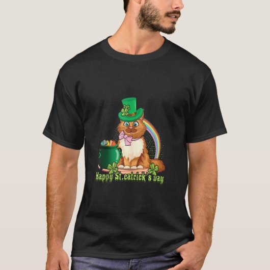 T-shirt Cat St Catricks Day Shamrock Saint Patrick's Day (Devant)