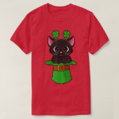 T-shirt Cat St Patricks Day Leprechaun Shamrock Kitten Gir (Design devant)