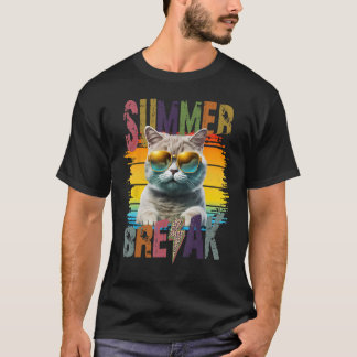 T-shirt Cat Summer Break Cute Kitten Beach Vacances d'été