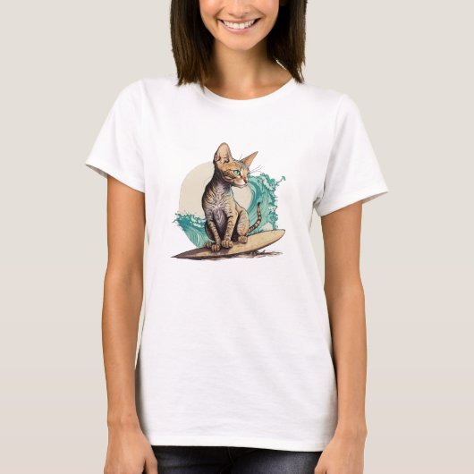 T-shirt Cat Surfing (Devant)