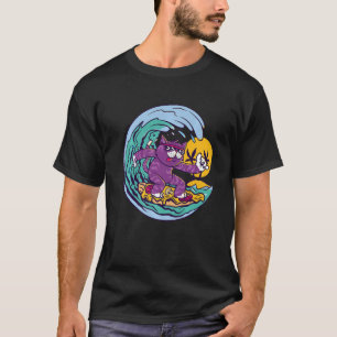 T-shirt Cat Surfing Waves Ocean Island et Sun