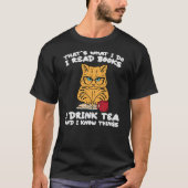 T-shirt Cat Tea Funny Read Reading Book Librarian Men Wome (Devant)