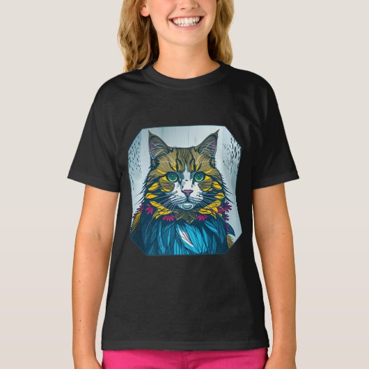 T-shirt Cat That Ate The Canary Feathers | Wearable Art (Devant)