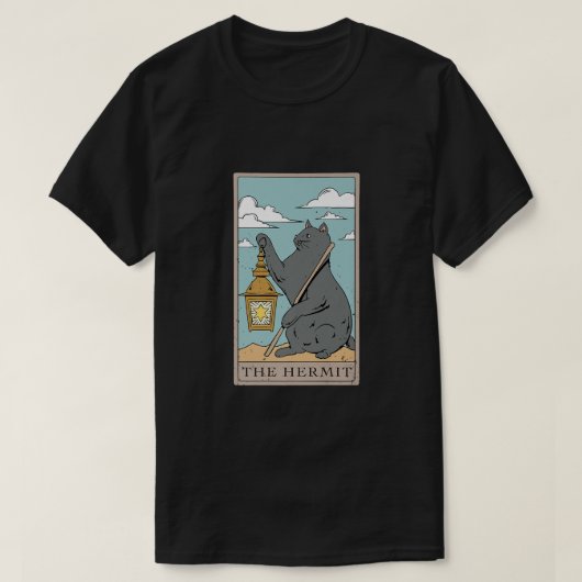 T-shirt Cat The Hermit Tarot Card Design pour une carte Ta (Design devant)