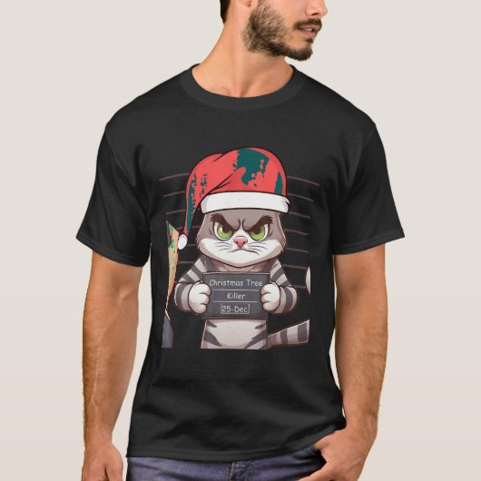 T-shirt Cat Tree Killer Funny Noël Père Noël (Devant)
