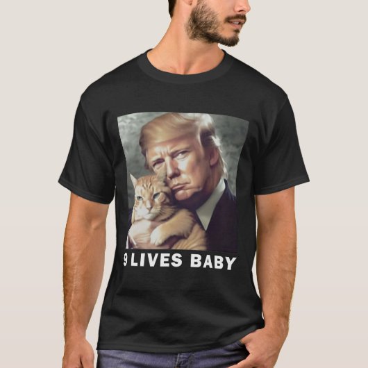 T-shirt Cat Trump 9 Lives Baby Trump 2024 Victoire remport (Devant)