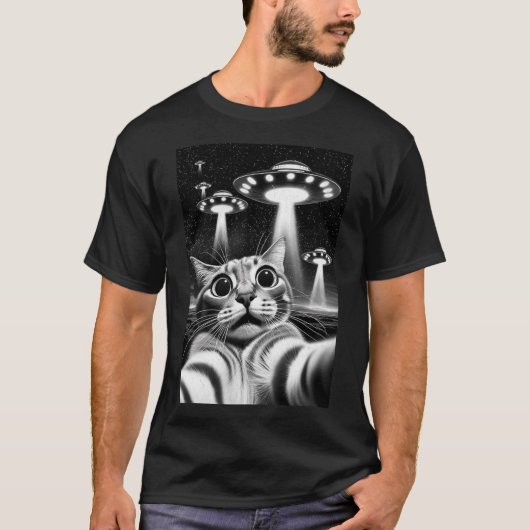 T-shirt Cat Ufo Funny Invasion Mème Retro Alien Cat Ufo Se (Devant)