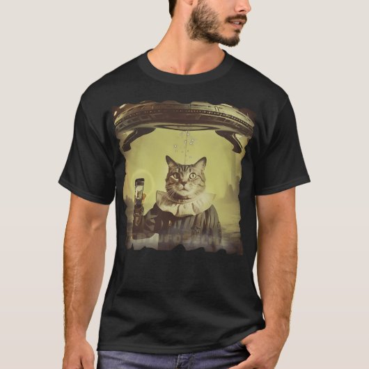 T-shirt Cat Ufo Selfie Invasion (Devant)