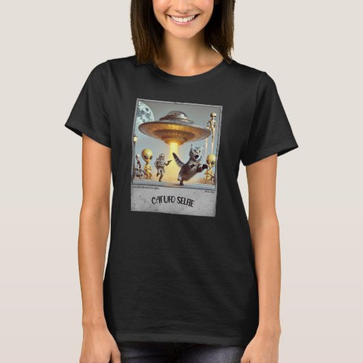 T-shirt Cat UFO Selfie : Scared Kitty (T-shirt femme) #01 (Devant)