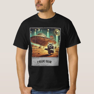 T-shirt Cat UFO Selfie : Scared Kitty (T-shirt Homme) #10