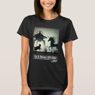 T-shirt Cat & Unicorn UFO Selfie : Alien Ship (femme) #05