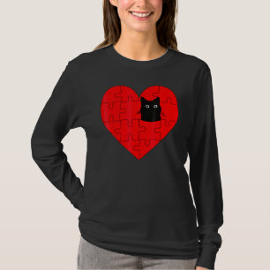 T-shirt Cat Valentine Costume Puzzle Pièce Coeur Noir Kit