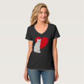 T-shirt Cat Valentine's Day Kitten Heart Cute White Cat (Devant entier)