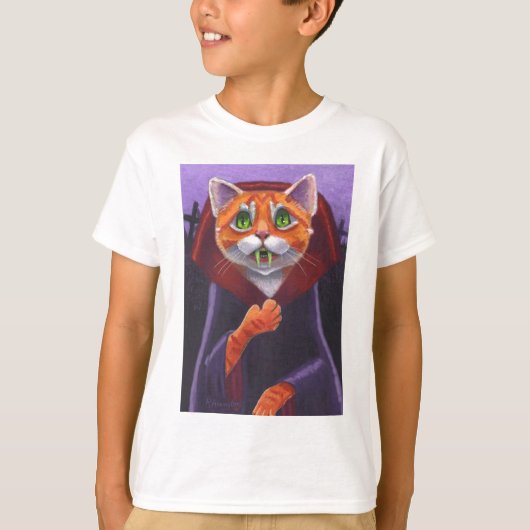 T-shirt Cat Vampire Orange Tabby (Devant)