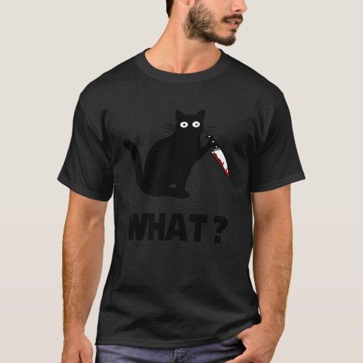 T-shirt Cat What Murderous Black Cat With Knife (Devant)