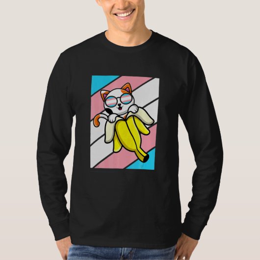 T-shirt Cat With Banana Pride Ransgender Flag LGB Proud Al (Devant)
