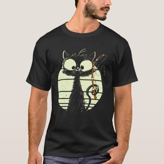 T-shirt Cat With Fishing Rod Fishing Cat Cute Cat (Devant)