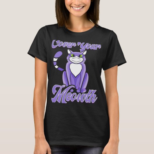 T-shirt Cat with Mask  Mouth Guard Cat Face Mask (Devant)