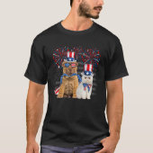 T-shirt Cat With Shar Pei Sunglasses American Flag 4th Of (Devant)