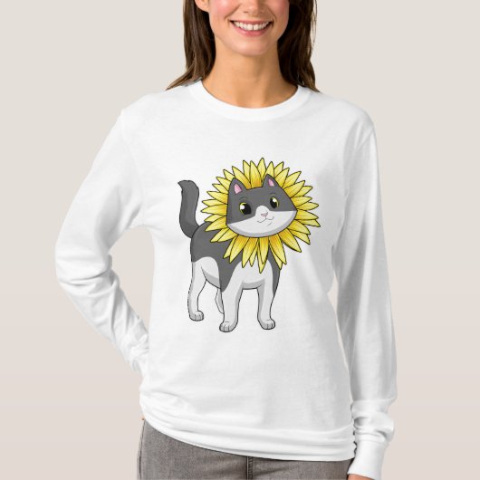 T-shirt Cat with sunflower (Devant)