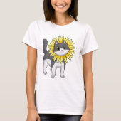 T-shirt Cat with sunflower (Devant)