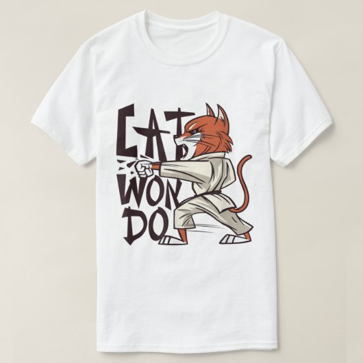 T-shirt Cat Won Do Funny Martial Arts Cat (Design devant)
