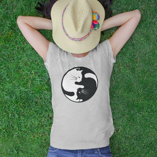 T-shirt Cat Yin et Yang noir et blanc