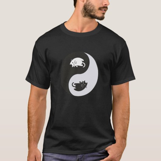 T-shirt Cat Yin Yang Vibes Feline Yoga Chi Gong Ying (Devant)