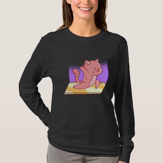 T-shirt cat yoga cute (Devant)