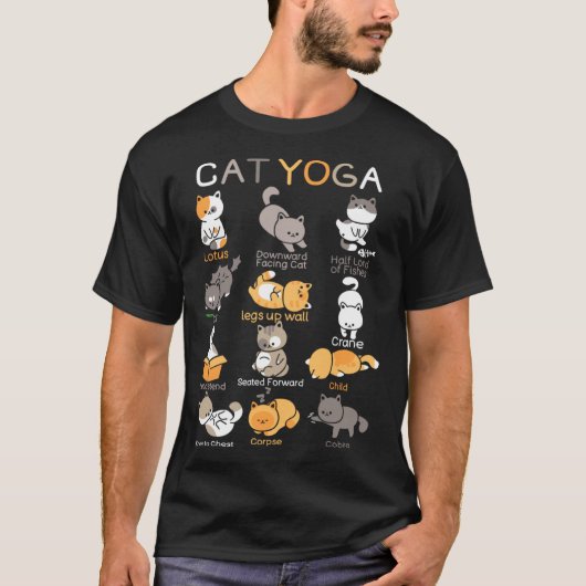 T-shirt Cat Yoga Poses Zen Meditation Namaste Kitten Cat (Devant)