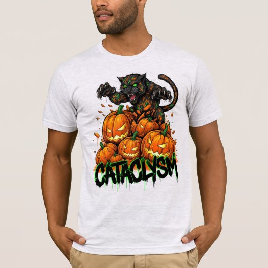 T-shirt Cataclysme Jack-o-lanterne de tigre noir (Devant)