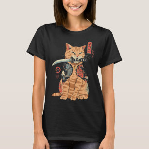 T-shirt Catana Chat Vintage Cute Chat d'inspiration japona