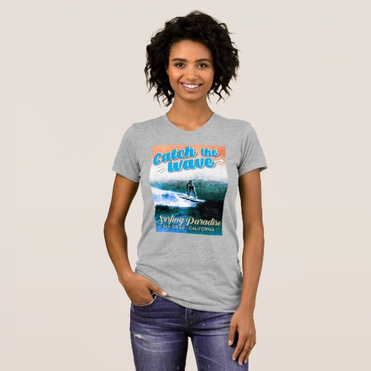 T-shirt Catch the Wave - Le paradis du surf (Devant entier)