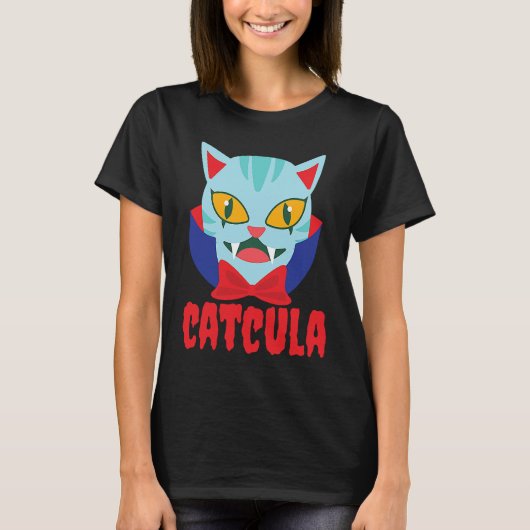T-shirt Catcula Cat Vampire Dracula Vampirina Halloween Co (Devant)