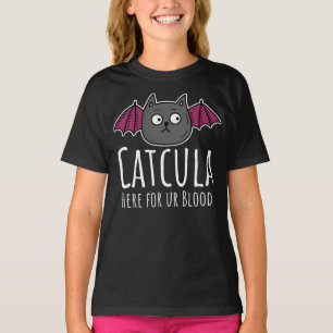 T-shirt Catcula ici pour votre sang parodique Chat Hallowe