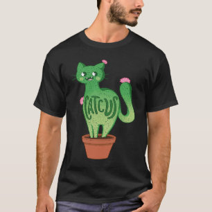 T-shirt Catcus Cat Cactus Succulent Plante Kitty Lovers Fu