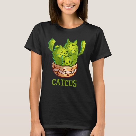 T-shirt Catcus Cute Cat And Cactus Mexican Cactus Cinco De (Devant)