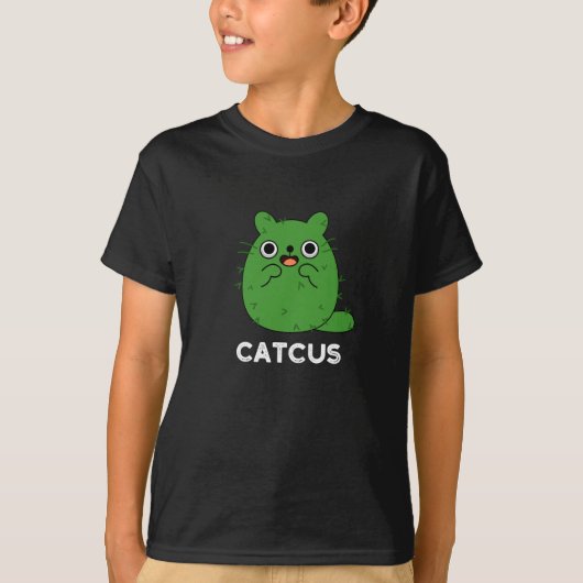 T-shirt Catcus Funny Chat Cactus Pun Dark BG (Devant)