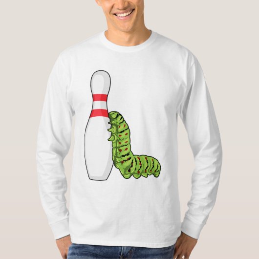 T-shirt caterpillar at bowling with bowling pin (Devant)