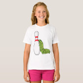 T-shirt caterpillar at bowling with bowling pin (Devant entier)