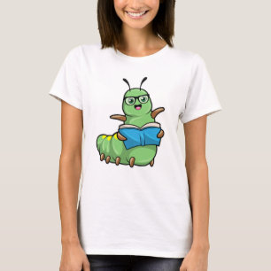 T-shirt Caterpillar Nerd avec livre et lunettes